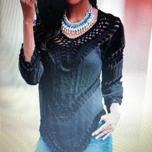 Monroe & Main 3/4-Length Sleeve Crochet Top